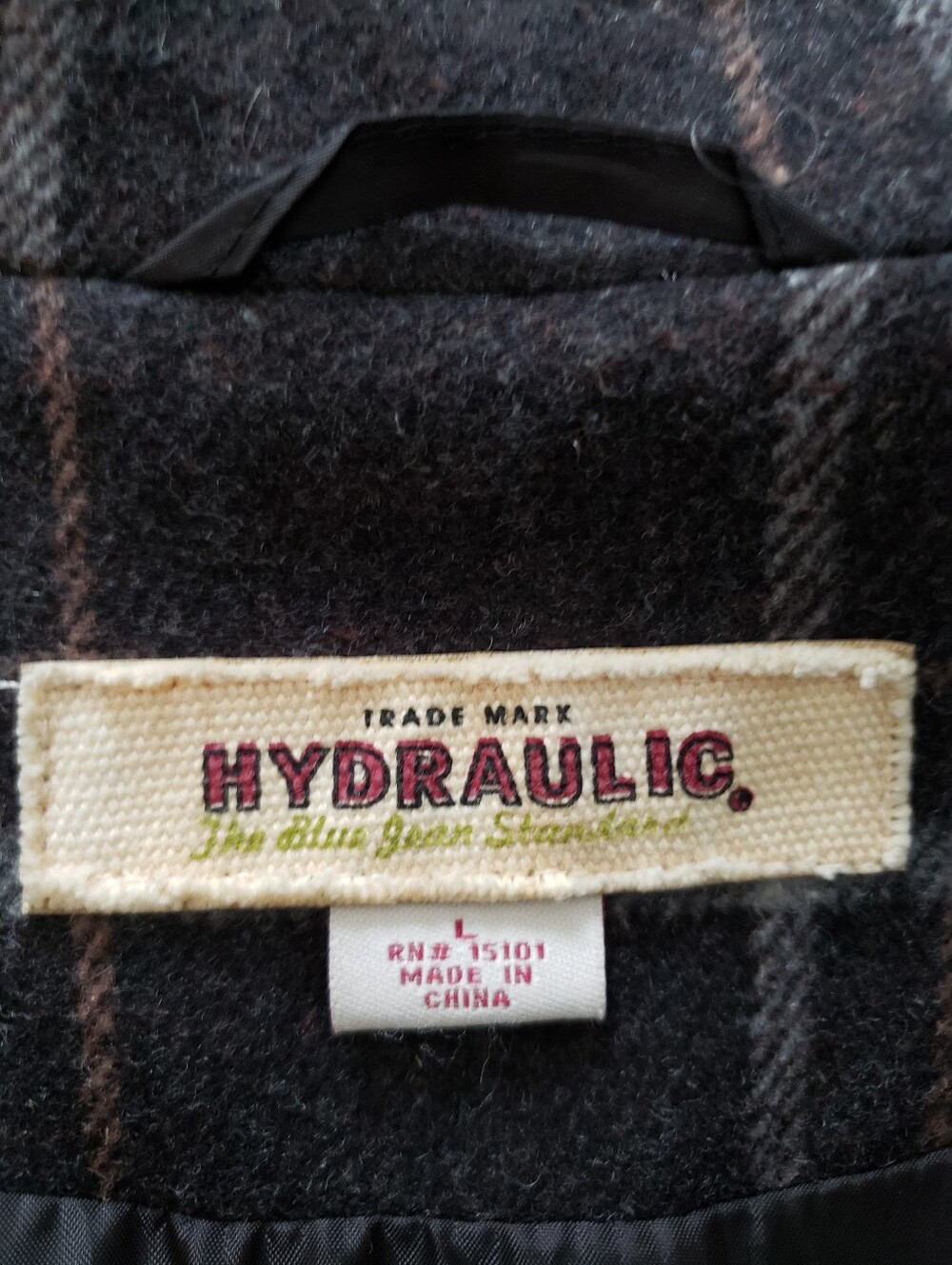 Hydraulic Womens Dark Gray Plaid Double-Breasted Wool Coat. Sz.L - Picture 6 of 7